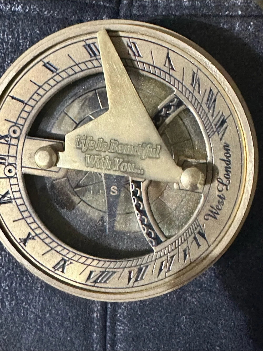 Antique style brass sundial compass